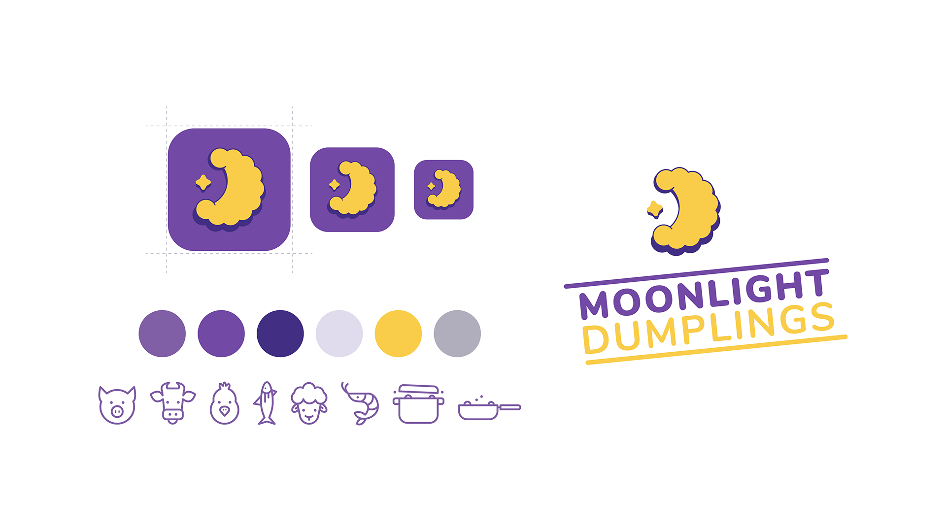 Moonlight Dumplings branding and logos